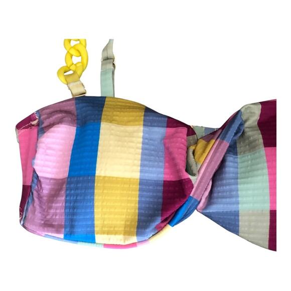 Gianni Bini x Jess Southern Garden Plaid Twist Bandeau Bikini Top Multicolor XS - Picture 5 of 15